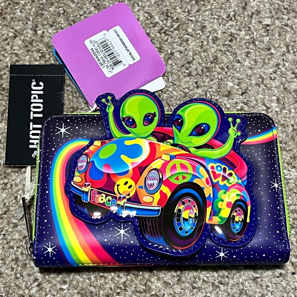 Loungefly Lisa Frank Cosmic Alien Ride Zip around wallet. NWT